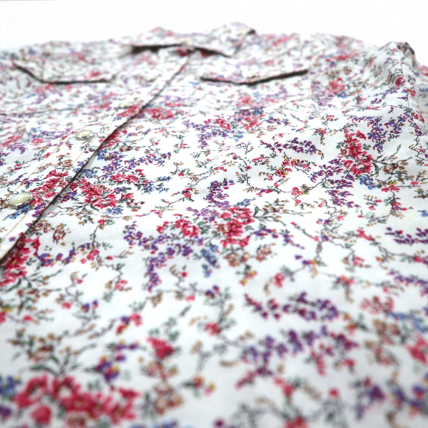 POLO JEANS CO. RALPH LAUREN 花柄 ウエスタンシャツ S ホワイト スナップボタン