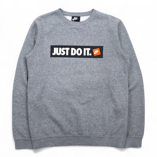 NIKE HBR フリースクルー スウェット S グレー コットン 裏起毛 JUST DO IT. 928700-063