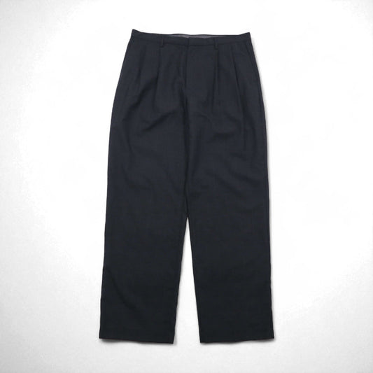 NAUTICA RIGGER クラシックフィット 2タック ワイド スラックスパンツ L グレー チェック ウール