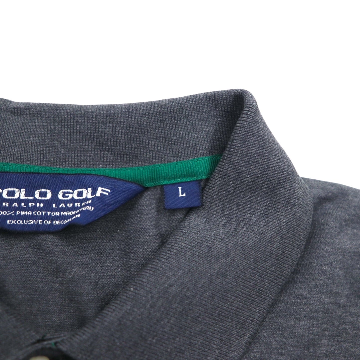 POLO GOLF RALPH LAUREN 90年代 ペルー製 ピマコットン ポロシャツ L グレー スモールポニー刺繍