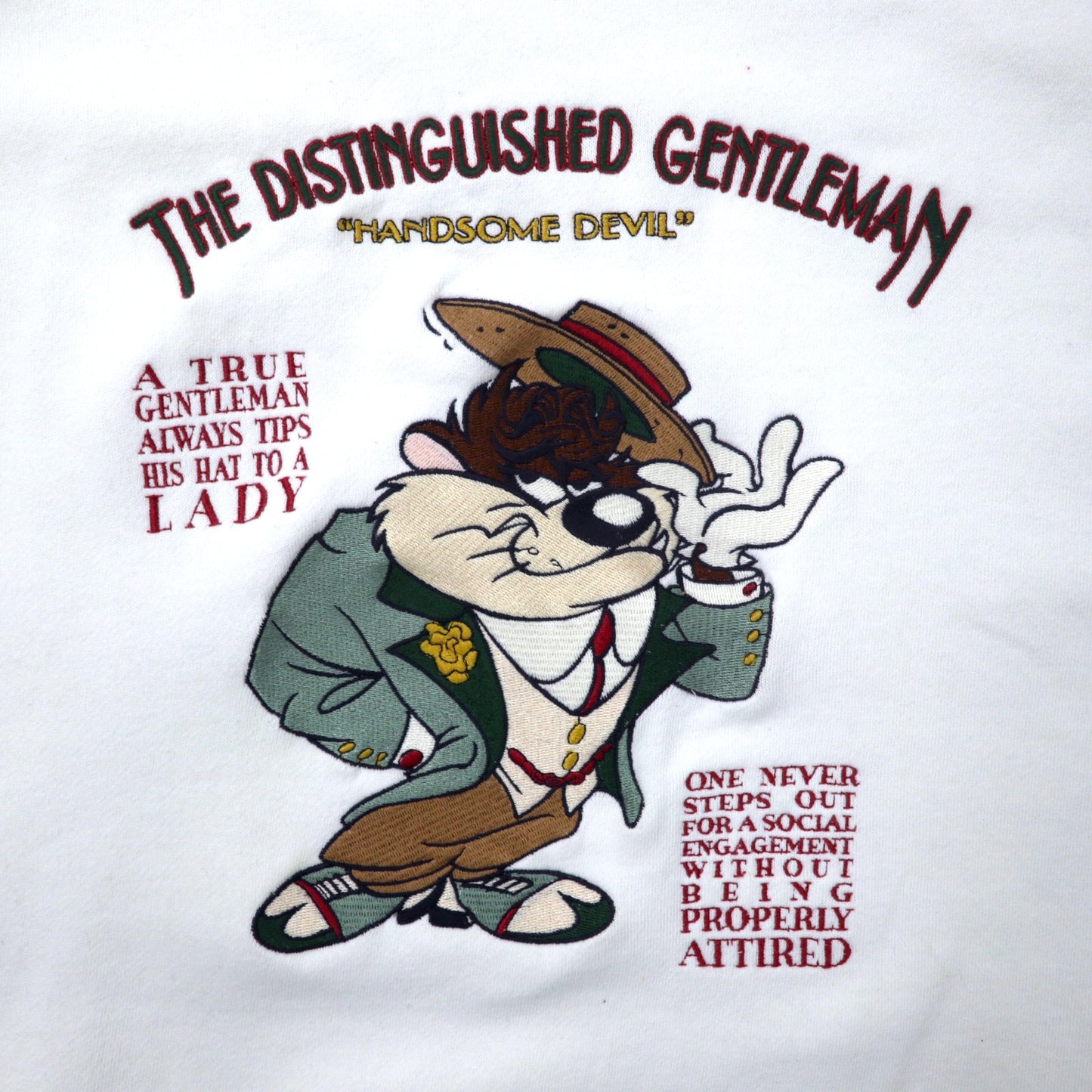 ACME CLOTHING × Warner Bros. 90年代 ルーニーチューンズ キャラクター 刺繍 スウェット L ホワイト コットン LOONEY TUNES