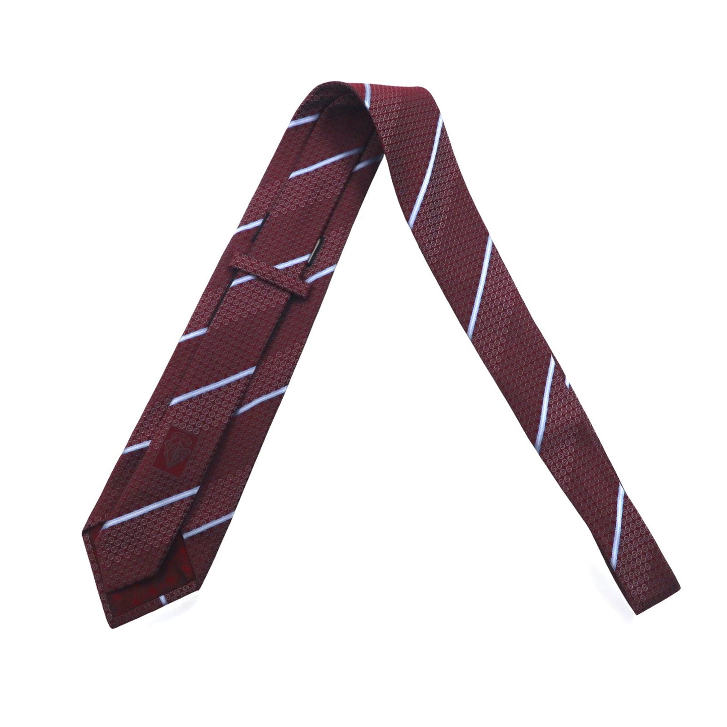 GUCCI イタリア製 ネクタイ ボルドー レジメンタル ストライプ シルク GGロゴ 現行タグ