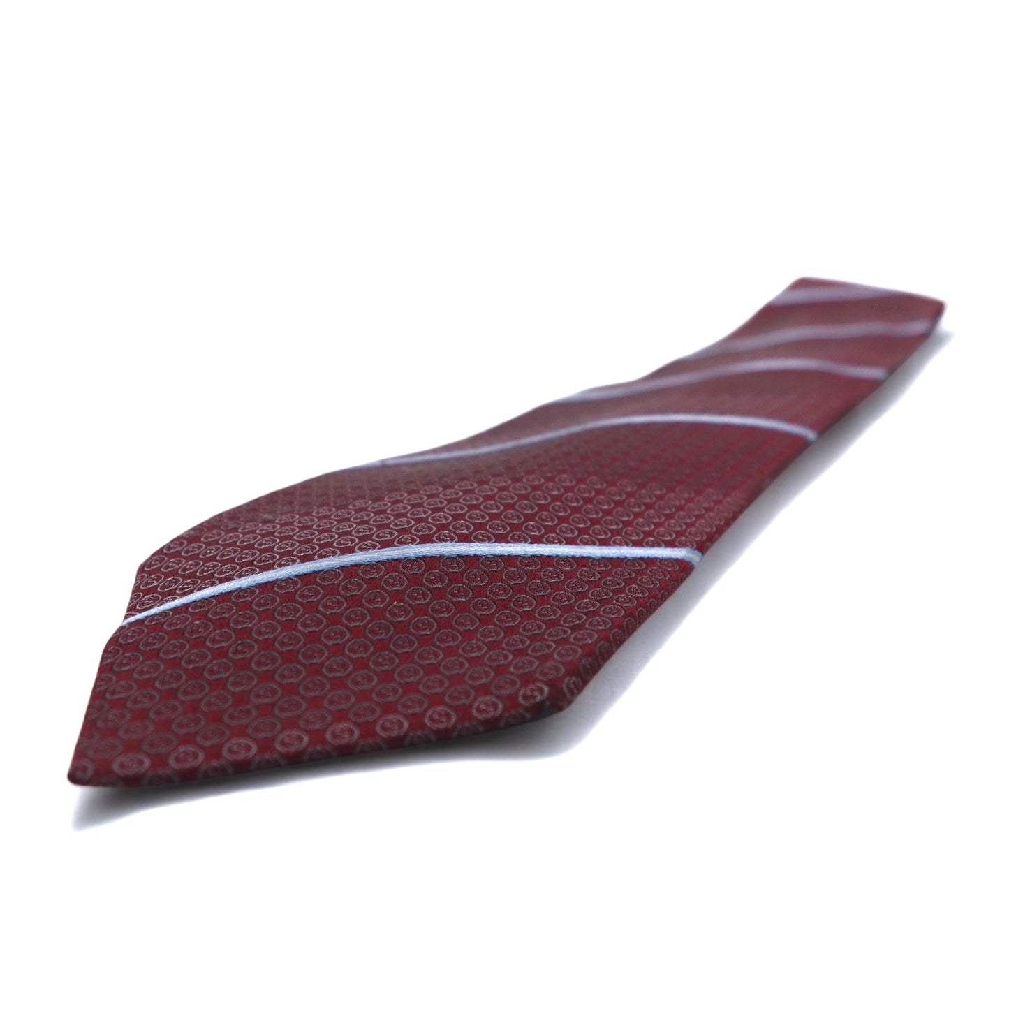 GUCCI イタリア製 ネクタイ ボルドー レジメンタル ストライプ シルク GGロゴ 現行タグ