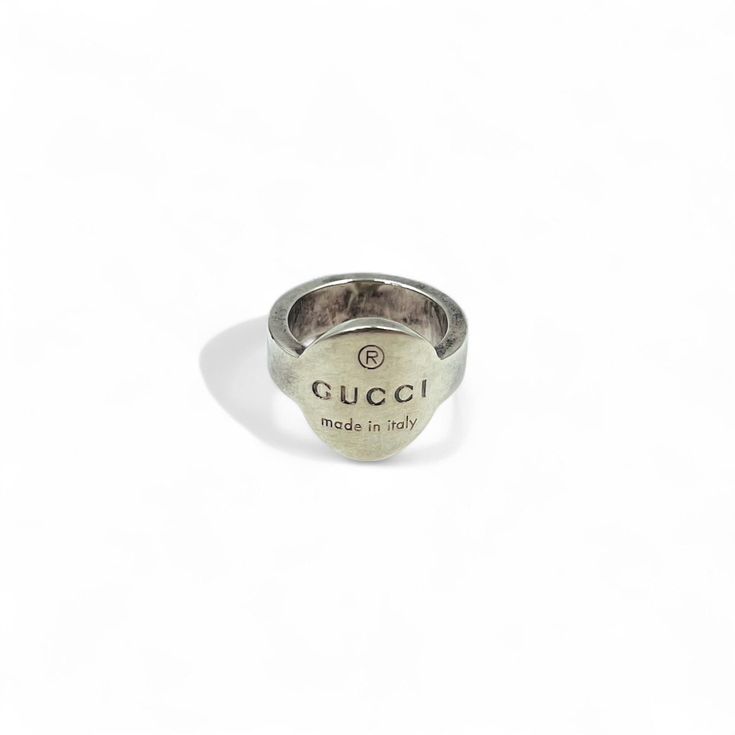 GUCCI トレードマーク オーバル ロゴ リング 10号 シルバー 925