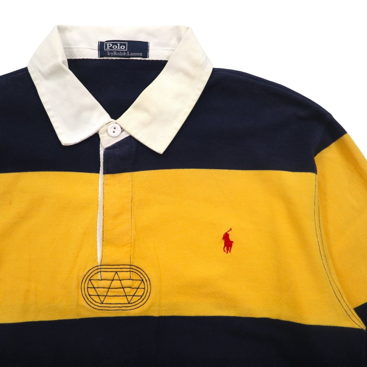 Polo by Ralph Lauren 90年代 ボーダー ラガーシャツ S イエロー コットン スモールポニー刺繍