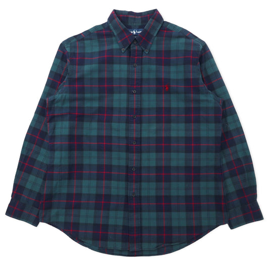 Ralph Lauren ボタンダウンシャツ XL グリーン チェック コットン CUSTOM FIT スモールポニー刺繍