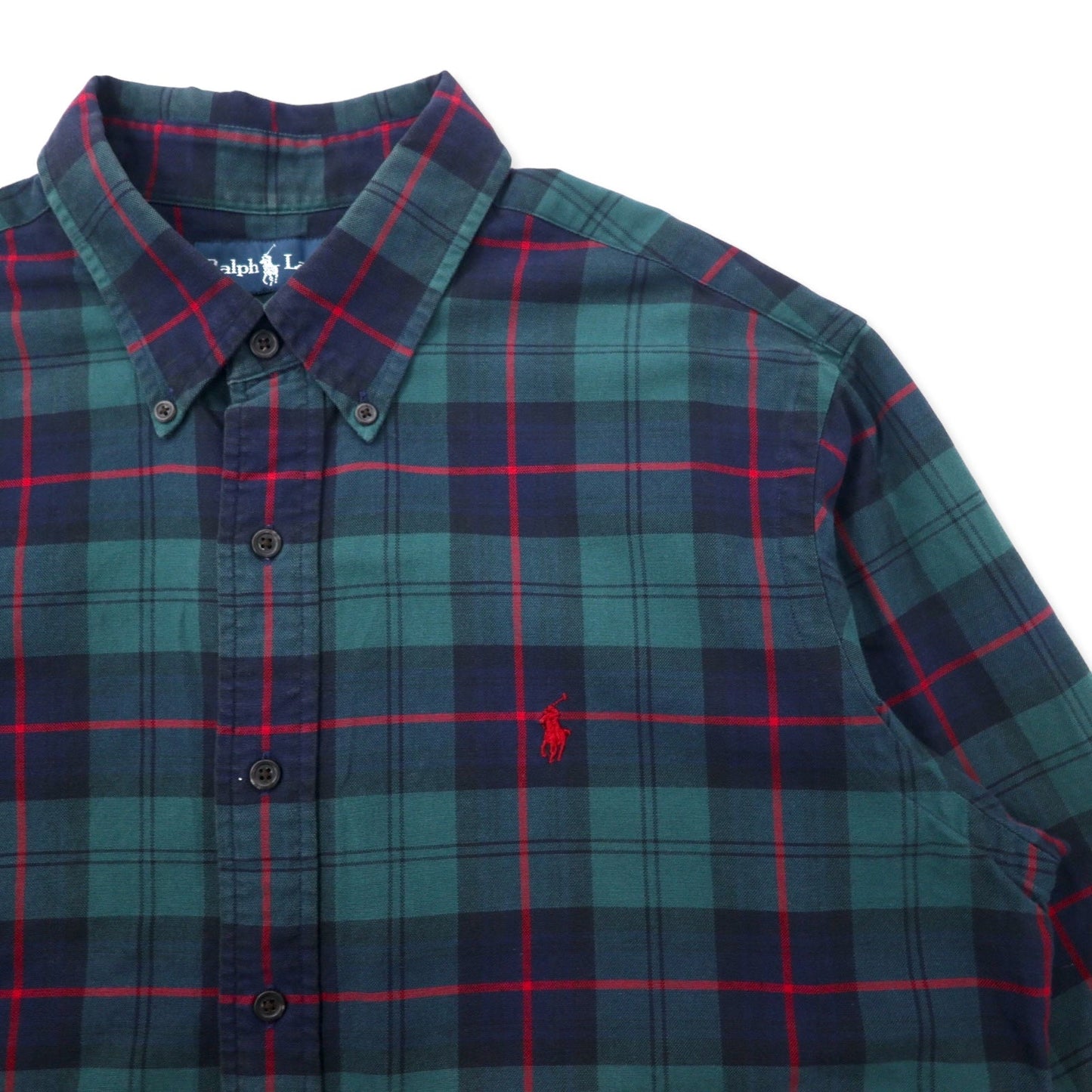 Ralph Lauren ボタンダウンシャツ XL グリーン チェック コットン CUSTOM FIT スモールポニー刺繍