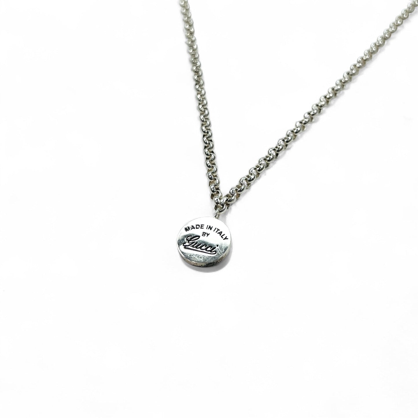 GUCCI トレードマーク コインチャーム ネックレス ペンダント シルバー 925 ラウンド