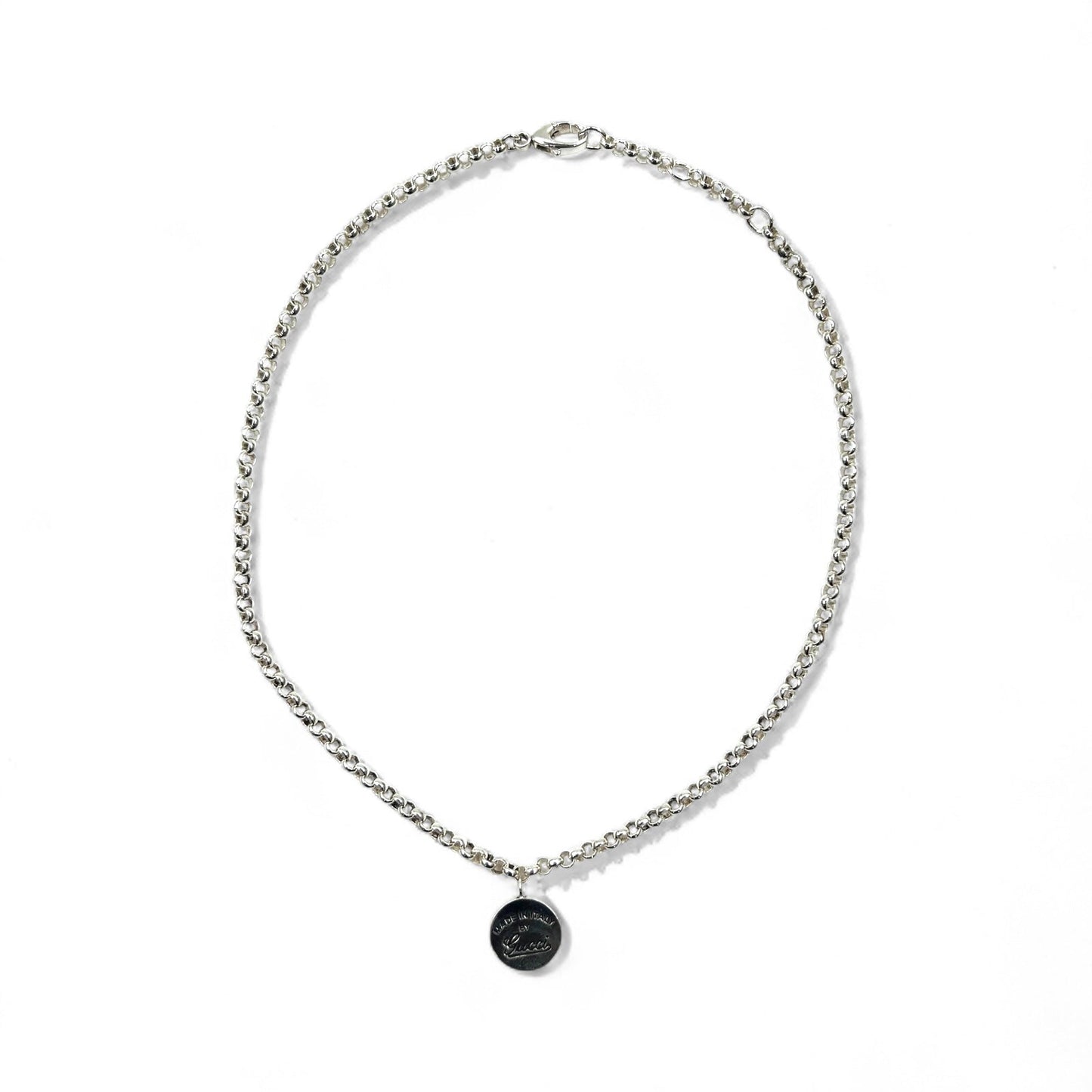 GUCCI トレードマーク コインチャーム ネックレス ペンダント シルバー 925 ラウンド