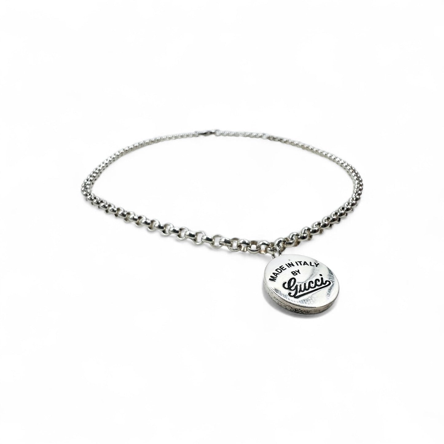 GUCCI トレードマーク コインチャーム ネックレス ペンダント シルバー 925 ラウンド