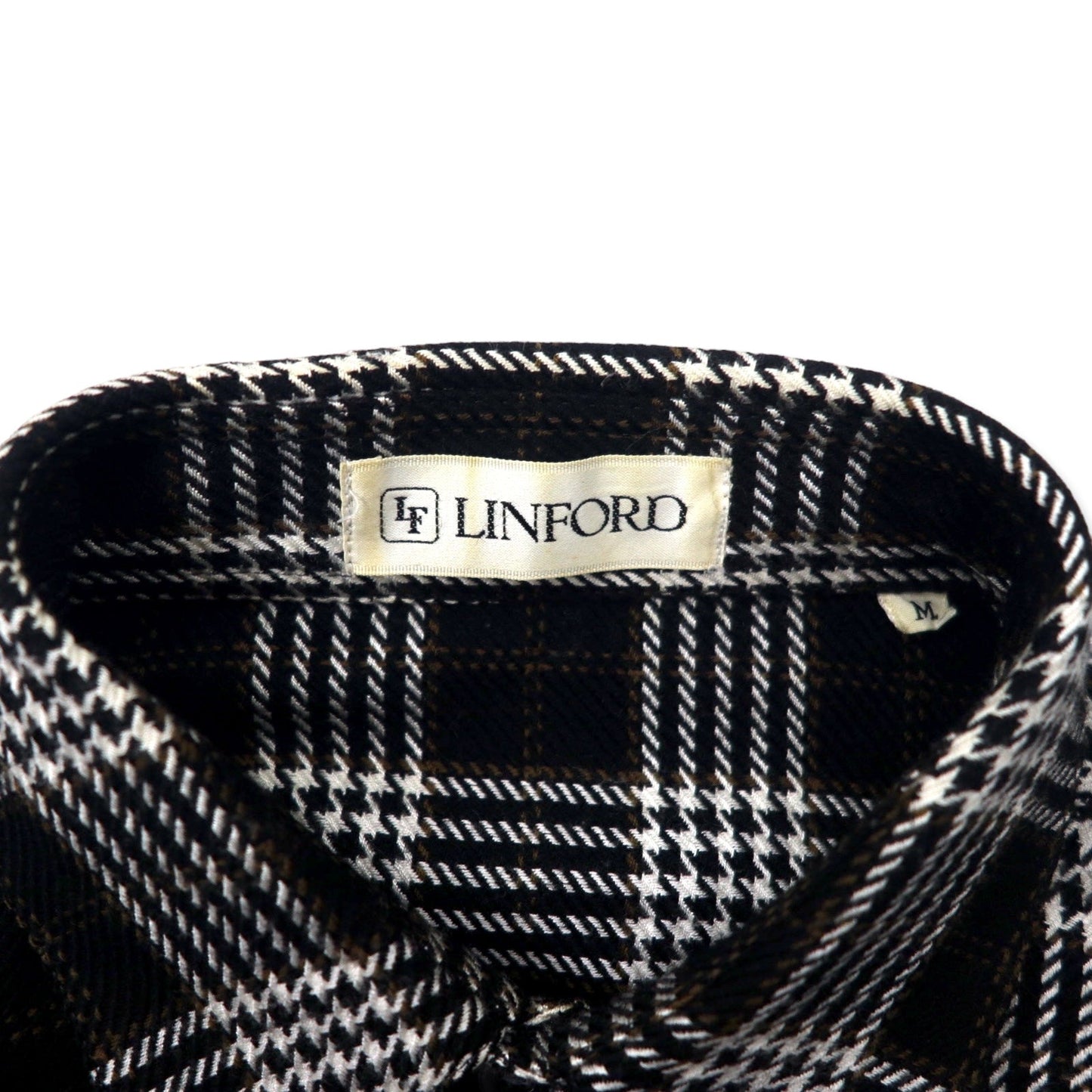 LINFORD フランネルシャツ M ブラック チェック ウール シルク混 日本製