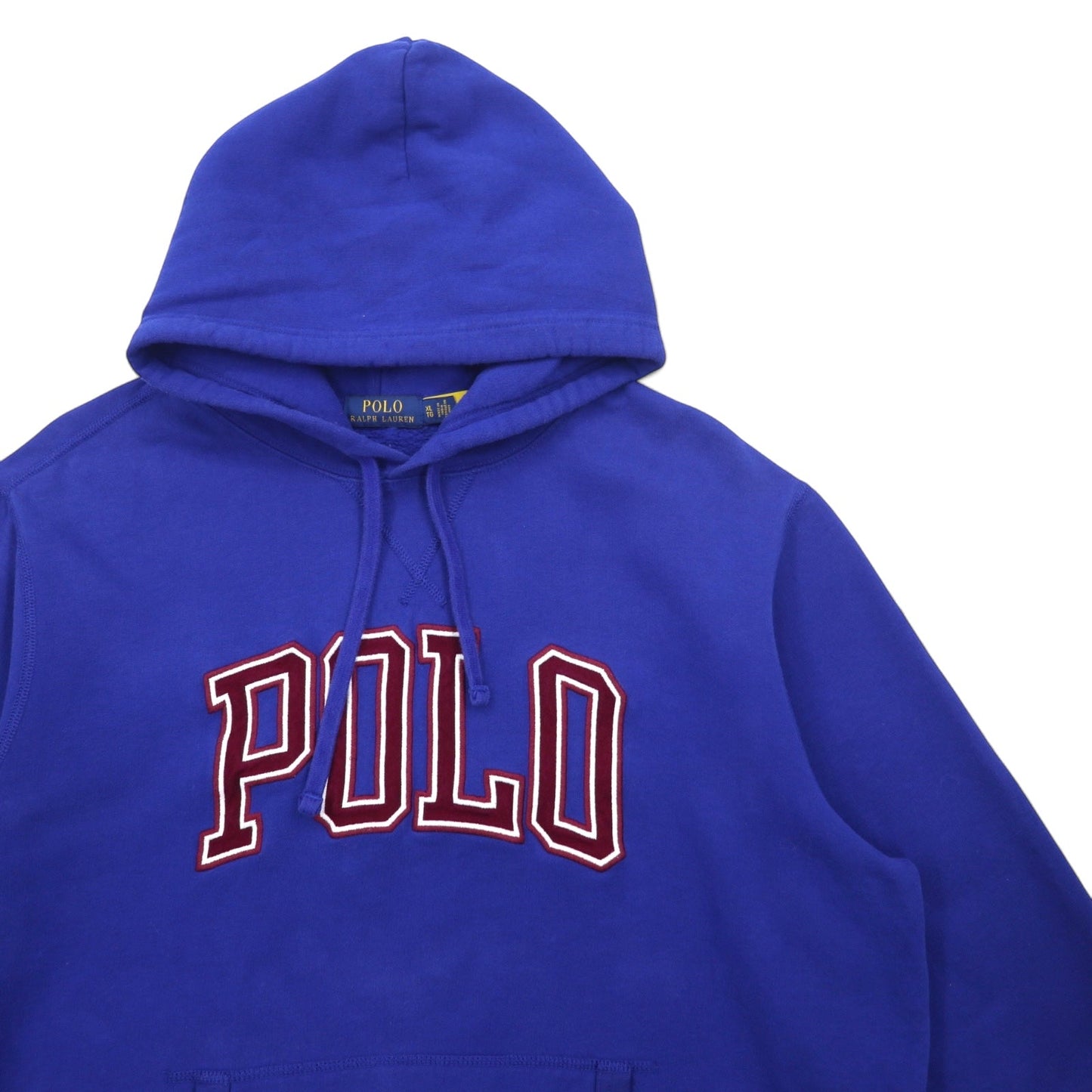 POLO RALPH LAUREN ロゴ 刺繍 プルオーバーパーカー XL ブルー コットン