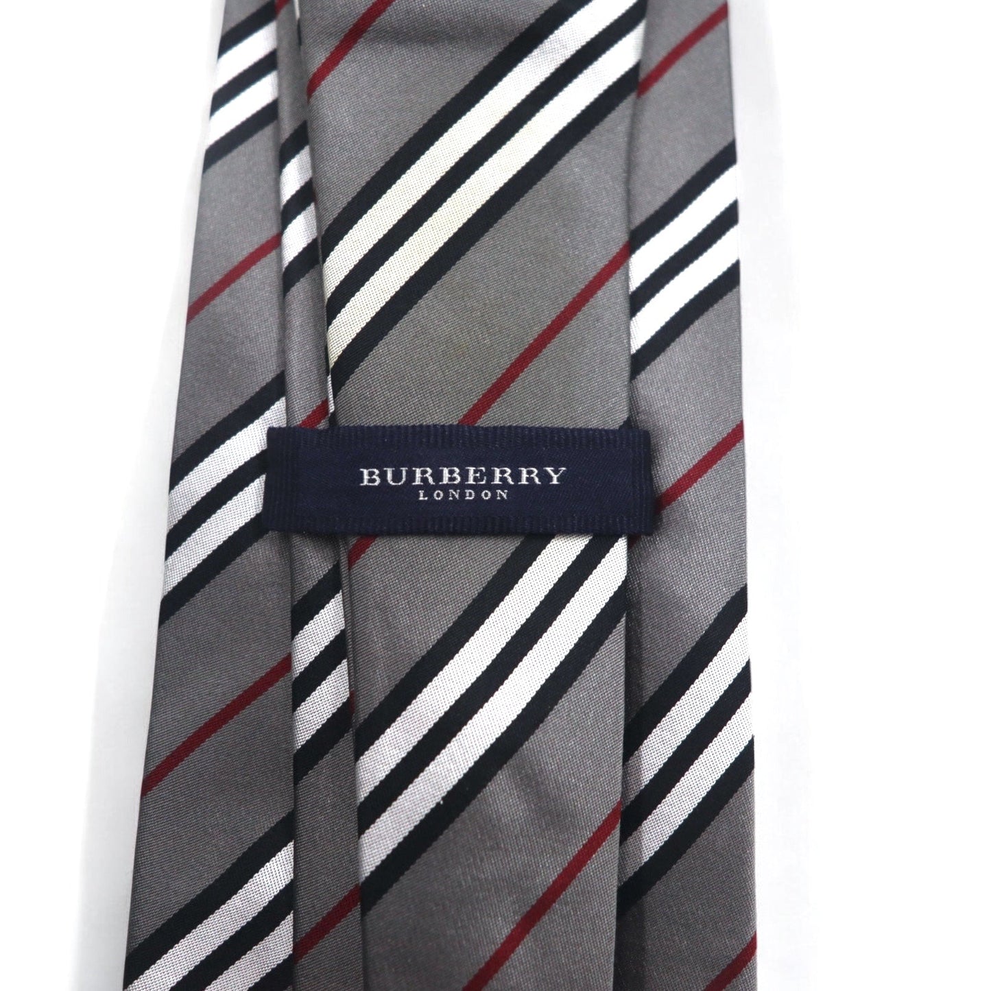 BURBERRY イタリア製 ネクタイ グレー レジメンタル ストライプ シルク