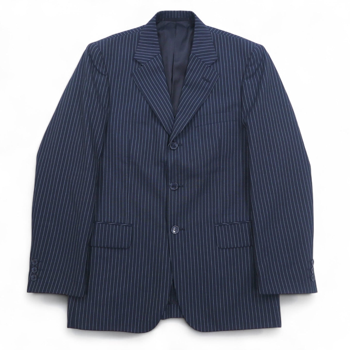 IASON TOKYO ( SADA ) 3B スーツ セットアップ L ネイビー ストライプ ウール センタープレス