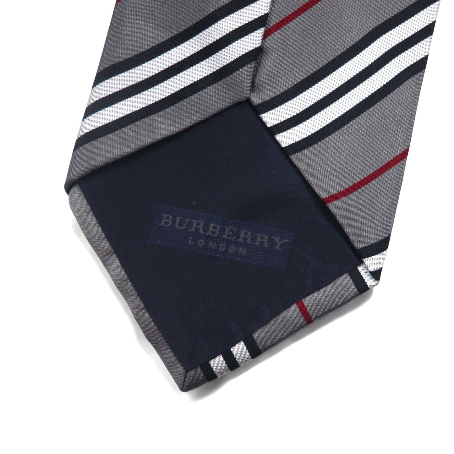 BURBERRY イタリア製 ネクタイ グレー レジメンタル ストライプ シルク