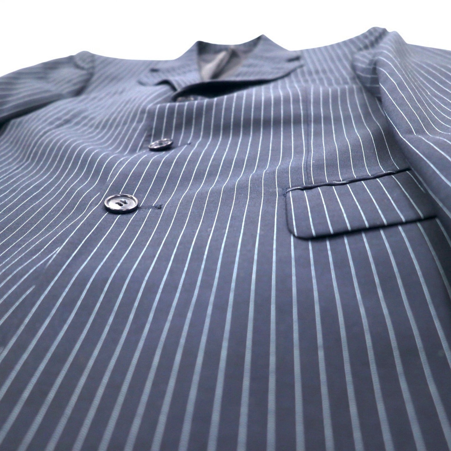 IASON TOKYO ( SADA ) 3B スーツ セットアップ L ネイビー ストライプ ウール センタープレス