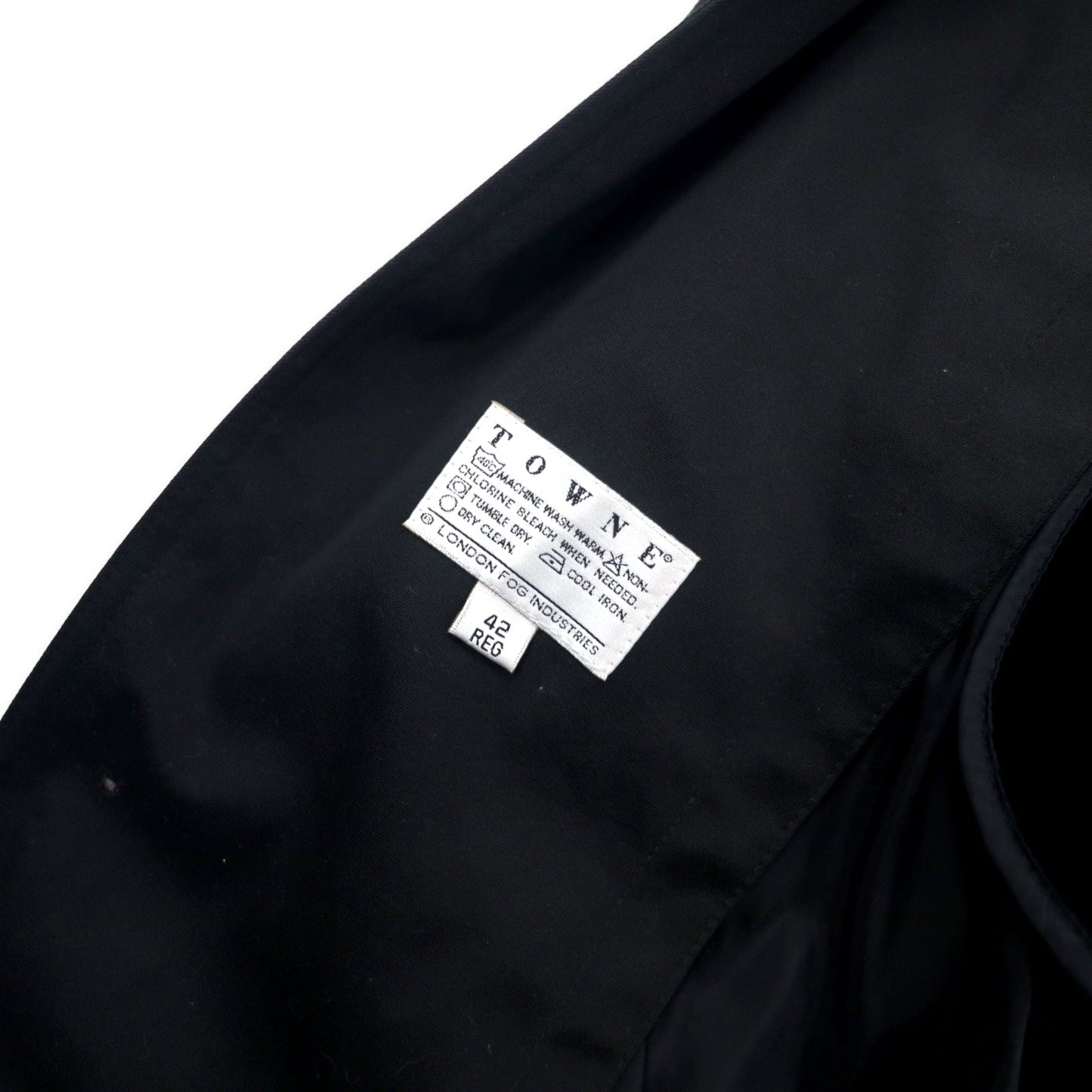 TOWNE BY LONDON FOG 90年代 トレンチコート 42 ブラック ポリエステル コットン ボアライナー着脱式 スリランカ製