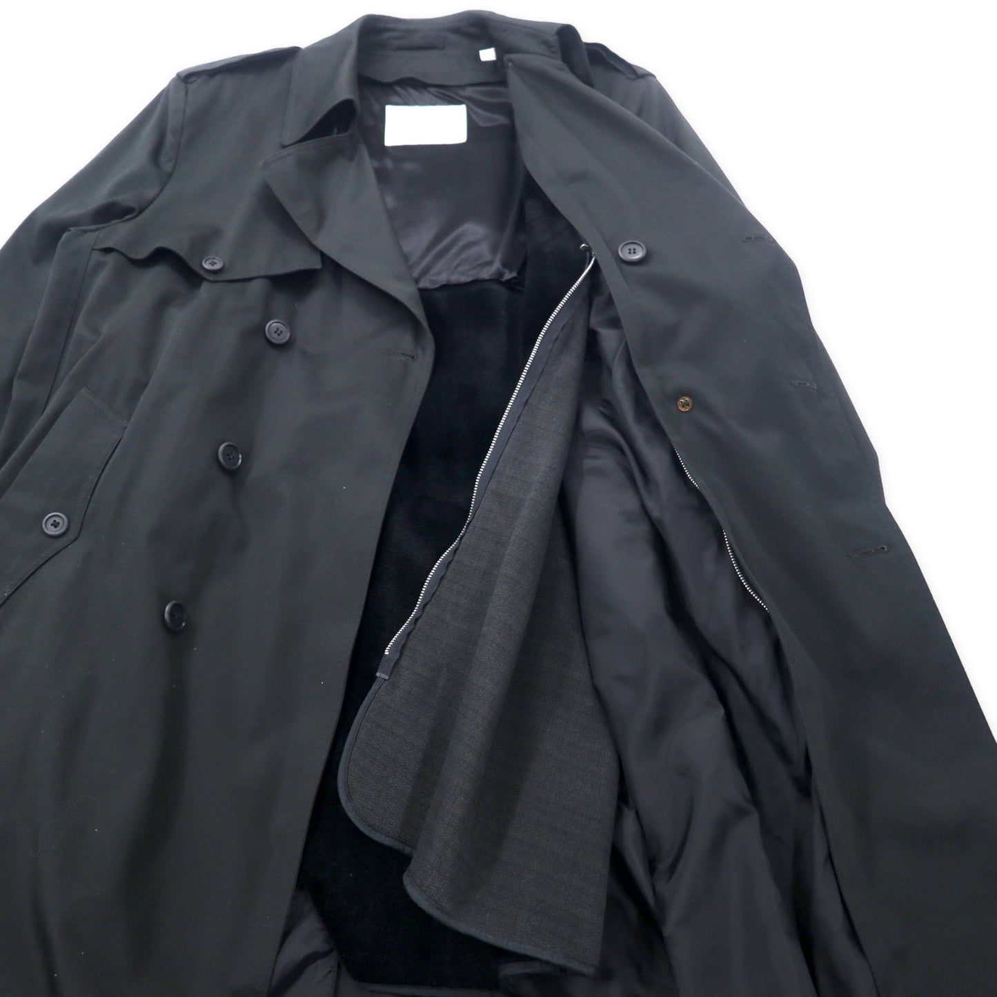 TOWNE BY LONDON FOG 90年代 トレンチコート 42 ブラック ポリエステル コットン ボアライナー着脱式 スリランカ製