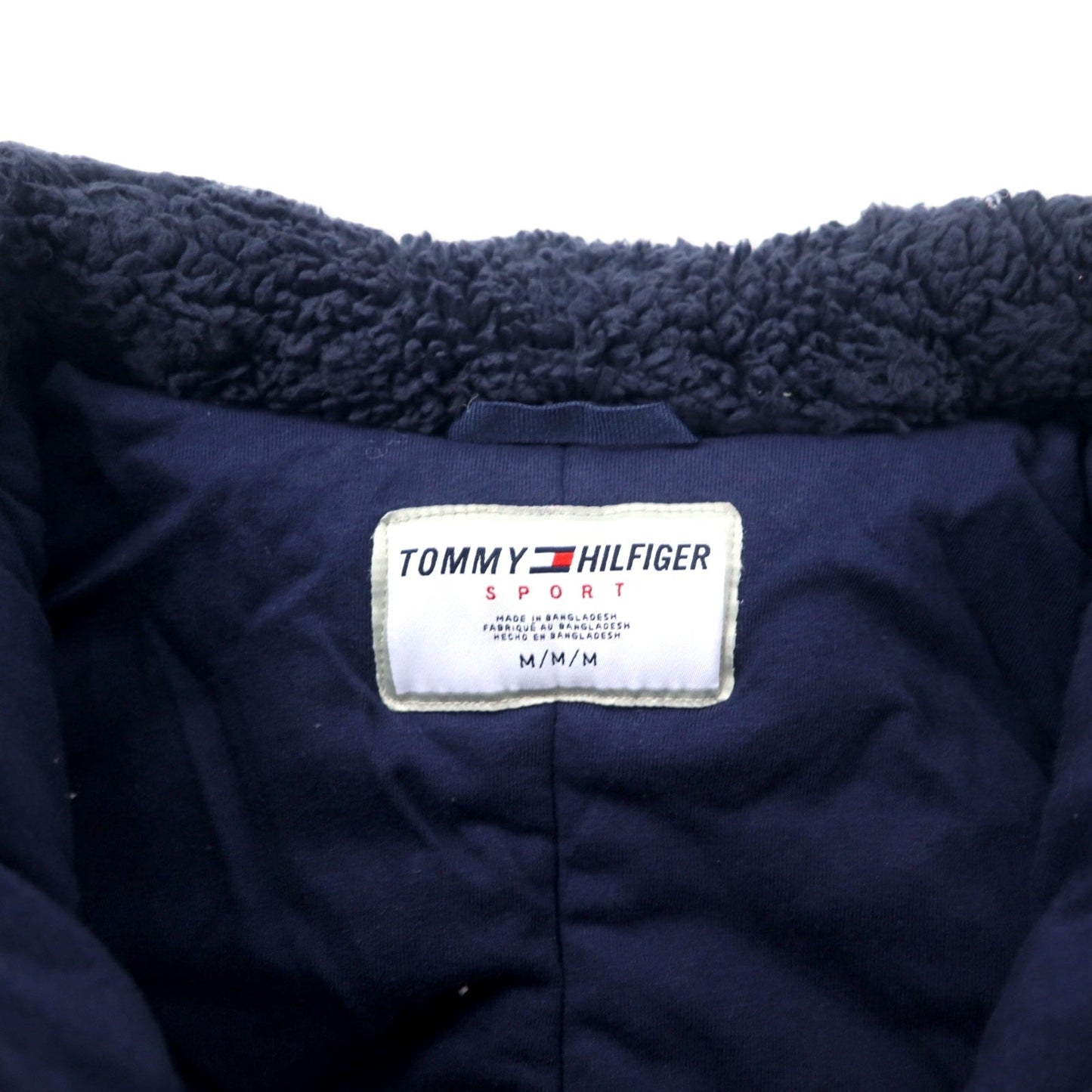 TOMMY HILFIGER SPORT シェルパ フリースジャケット M ネイビー ホワイト レッド トリコロールカラー ポリエステル