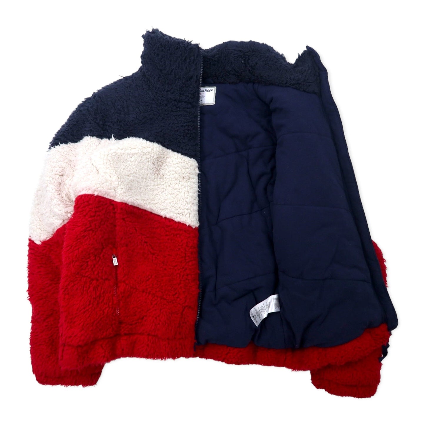 TOMMY HILFIGER SPORT シェルパ フリースジャケット M ネイビー ホワイト レッド トリコロールカラー ポリエステル