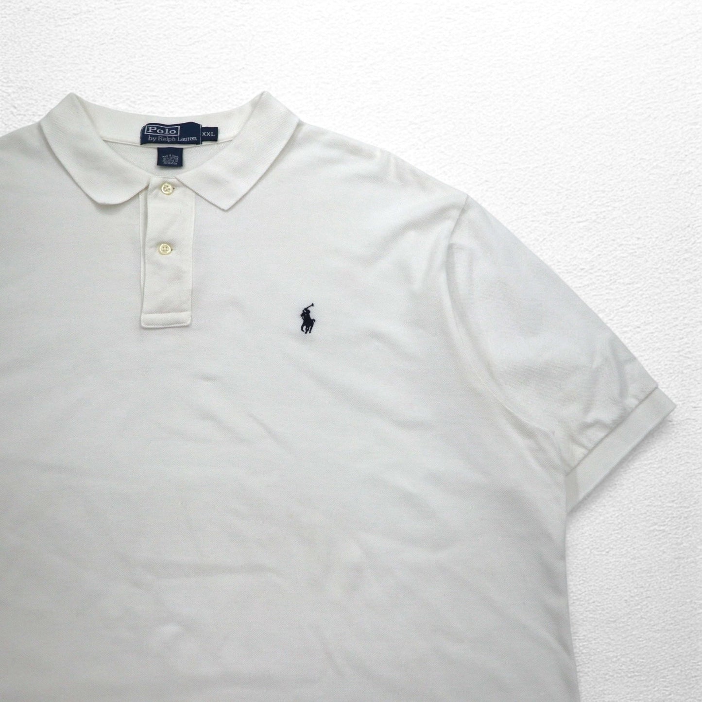 Polo by Ralph Lauren 90年代 ポロシャツ 2XL ビッグサイズ ホワイト コットン 鹿の子 スモールポニー刺繍