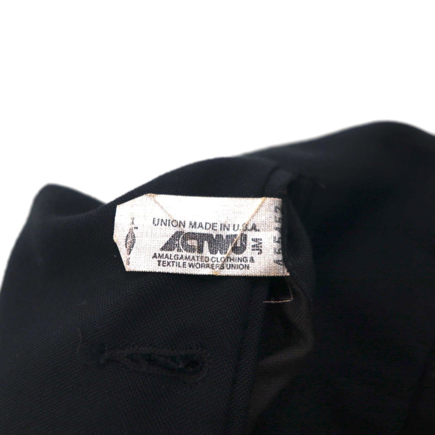Vintage 80s ACTWU UNION MADE in USA Trousers 80年代 USA製 サイドライン 2タック ワイド スラックスパンツ L ブラック ウール サスペンダーボタン