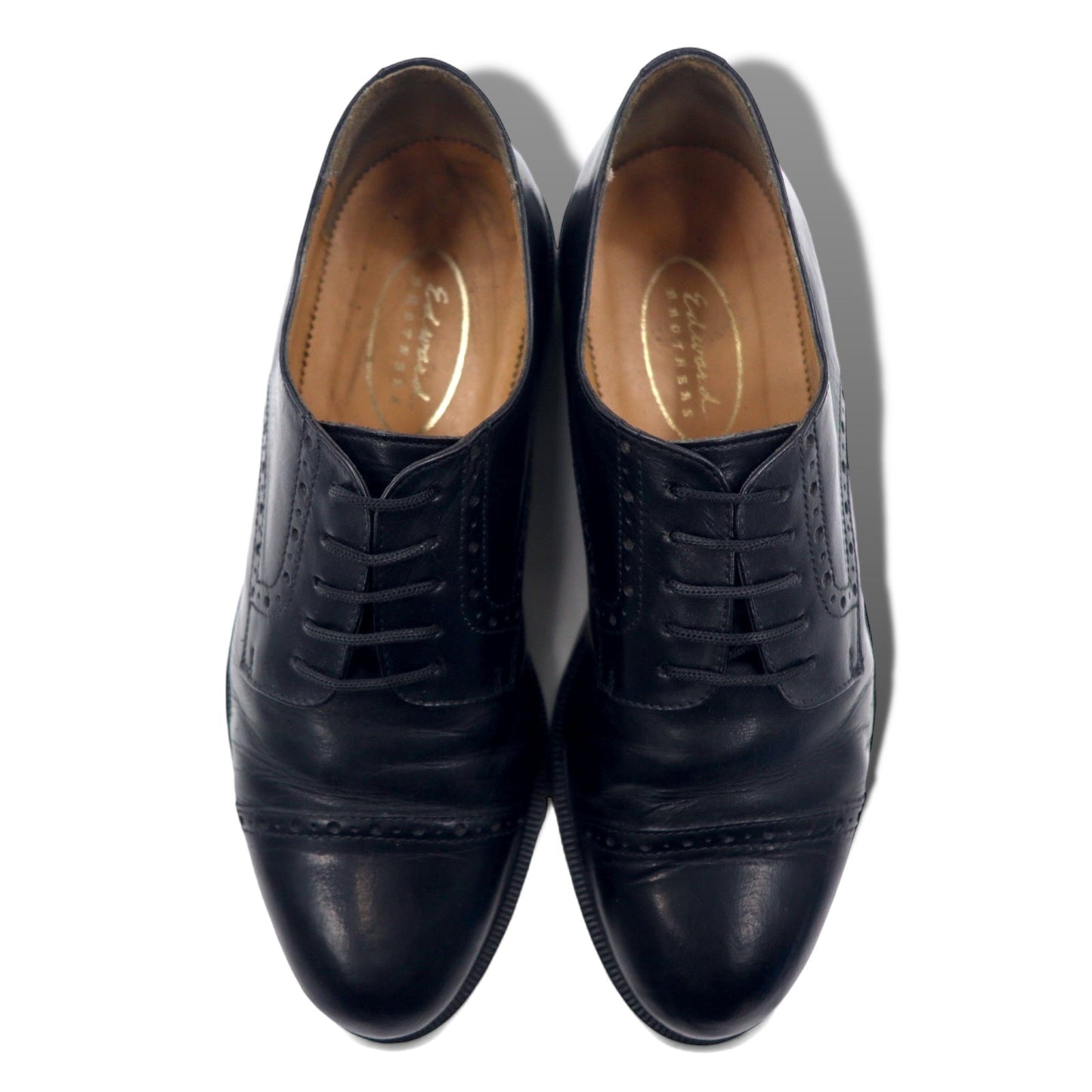 edward BROTHERS ヨーロッパ製 ストレートチップ メダリオン ドレスシューズ 25.5cm ブラック レザー