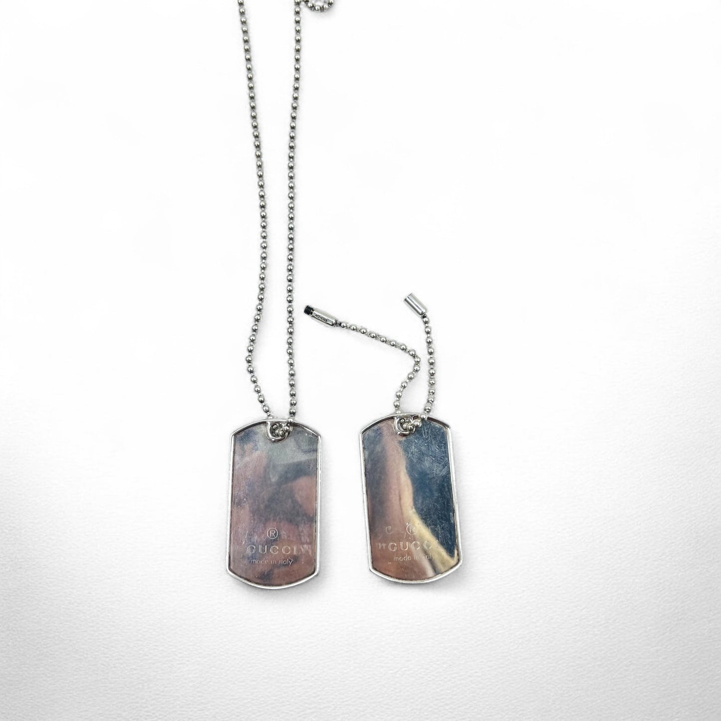 GUCCI ドッグタグ 2WAY ボールチェーン ネックレス ペンダント キーホルダー シルバー 925 イタリア製