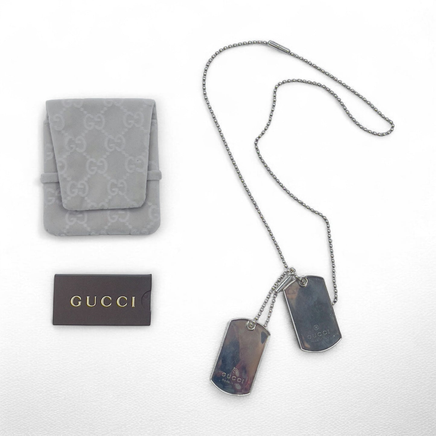 GUCCI ドッグタグ 2WAY ボールチェーン ネックレス ペンダント キーホルダー シルバー 925 イタリア製