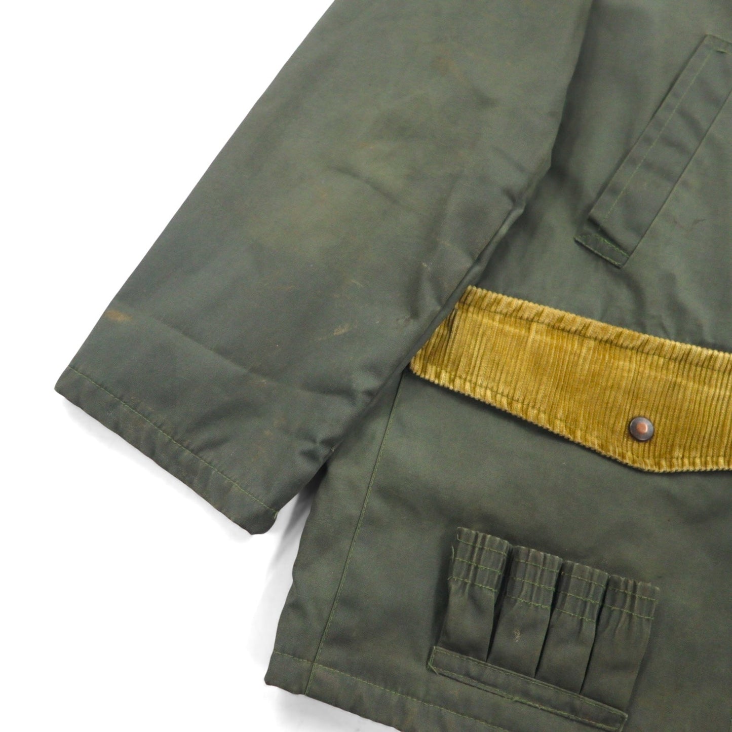 COLAMTISS 70年代 フランス製 コーデュロイ切替 ハンティングジャケット L カーキ DMCジッパー ユーロワーク