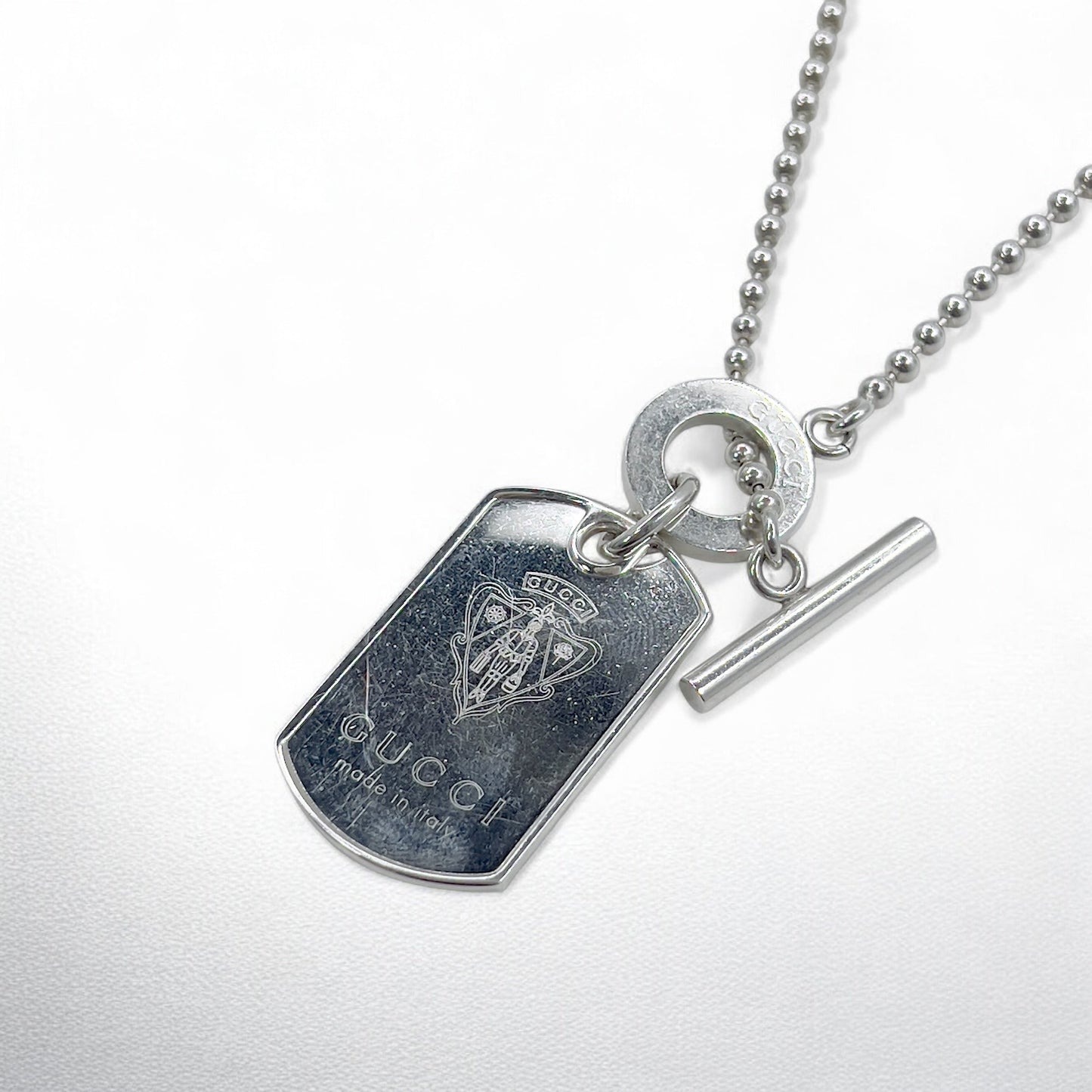 GUCCI クレスト ドッグタグ ボールチェーン ネックレス シルバー 925