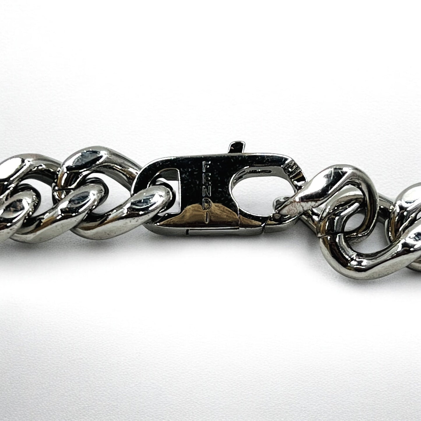 FENDI メタル チェーンネックレス シルバー 喜平 バゲット リンク MP4722 イタリア製