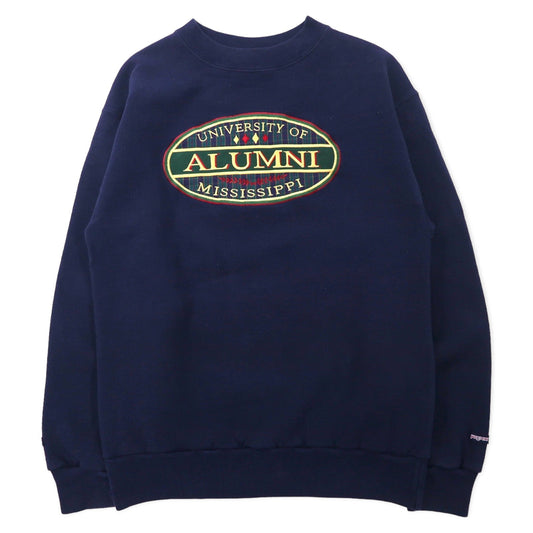 JAN SPORT USA製 90年代 カレッジ刺繍 スウェット M ネイビー コットン UNIVERSITY OF ALUMNI MISSISSIPPI