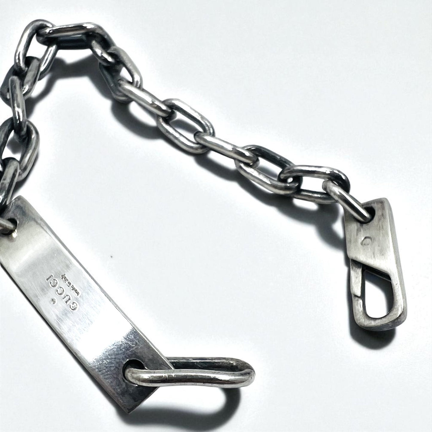 GUCCI ヴィンテージ ID シルバー チェーン ブレスレット SV925 ロゴプレート イタリア製