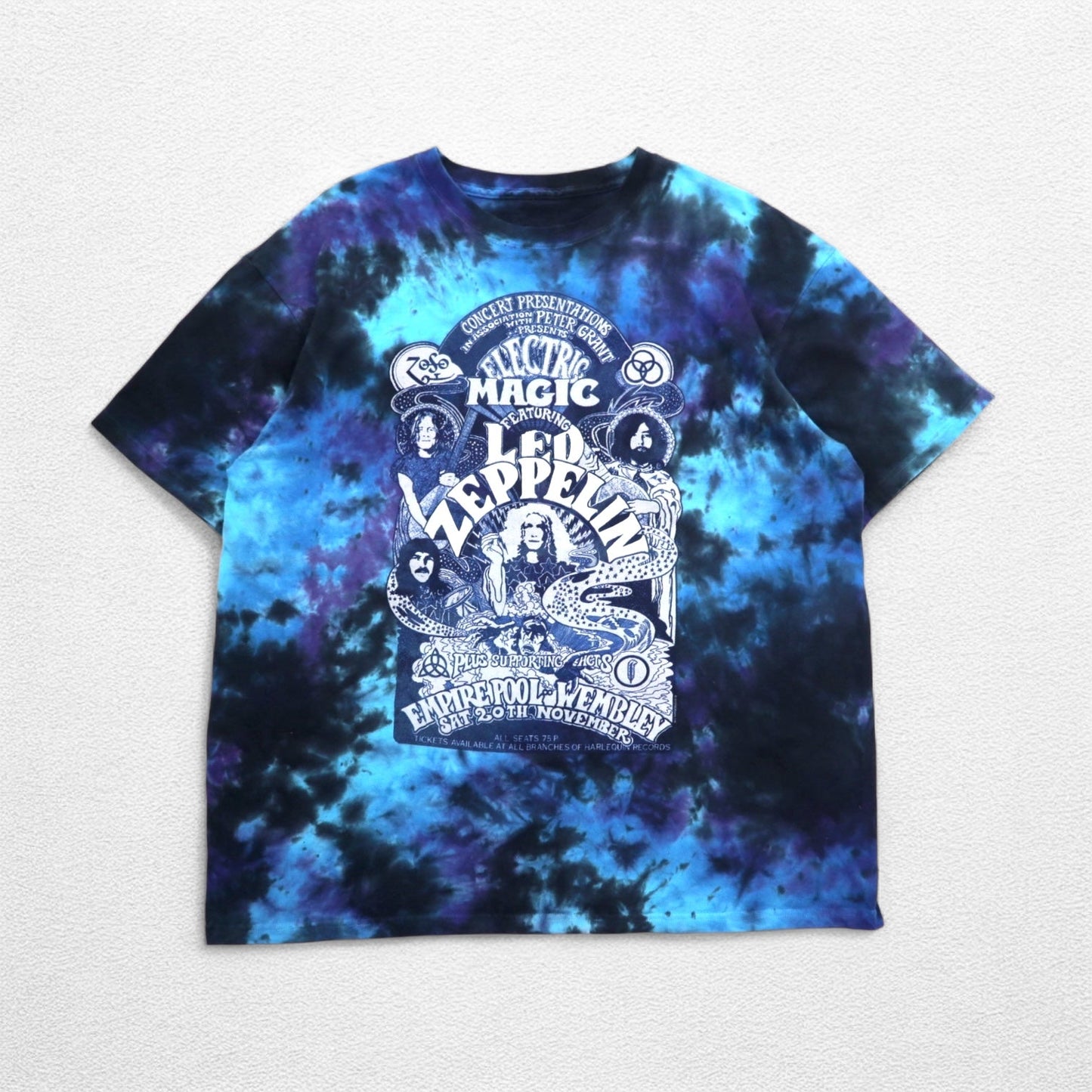LED ZEPPELIN レッドツェッペリン ロック バンド Tシャツ バンT XL ブルー タイダイ ELECTRIC MAGIC 電気じかけの魔術師 LIQUID BLUE