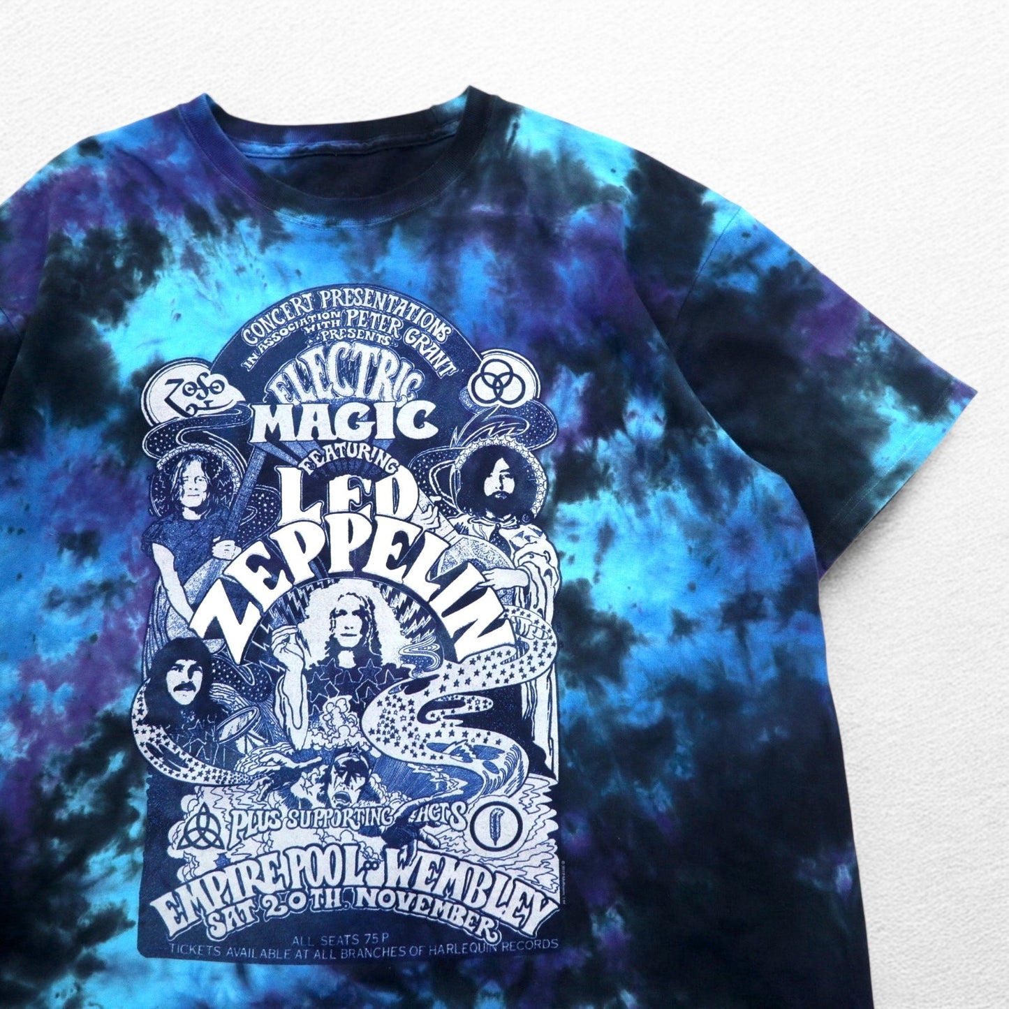 LED ZEPPELIN レッドツェッペリン ロック バンド Tシャツ バンT XL ブルー タイダイ ELECTRIC MAGIC 電気じかけの魔術師 LIQUID BLUE
