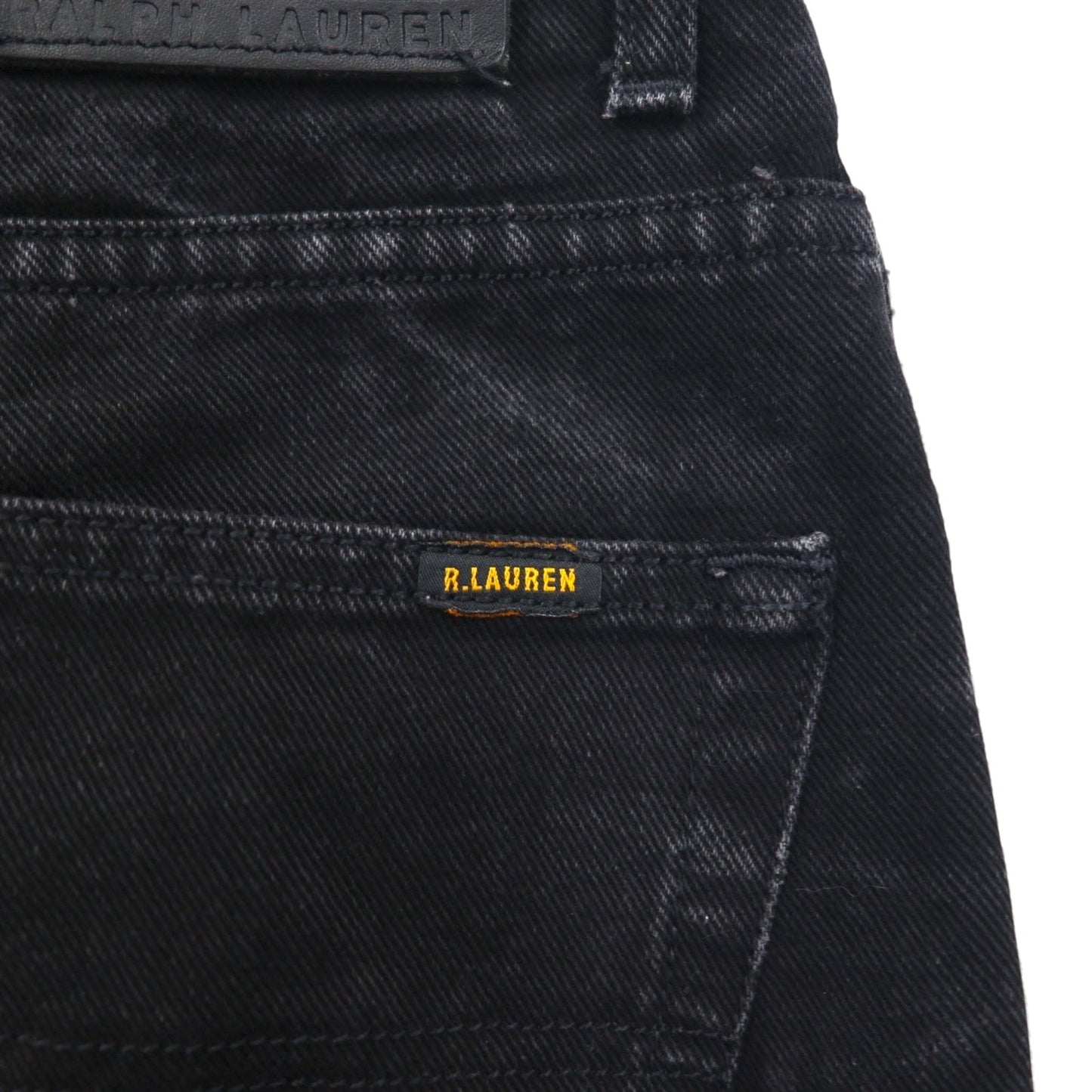 POLO JEANS CO. RALPH LAUREN 90年代 ストレート デニムパンツ M ブラック ボタンフライ レザーパッチ モロッコ製