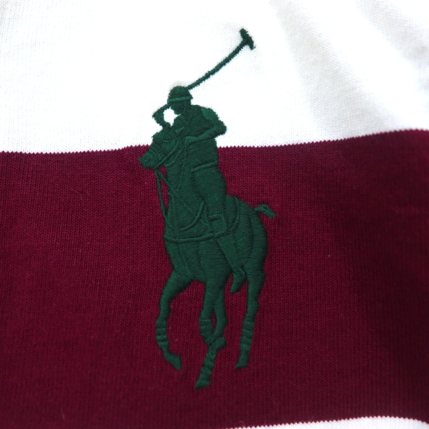 RALPH LAUREN ビッグポニー ラガーシャツ S ホワイト ボルドー ボーダー ナンバリング