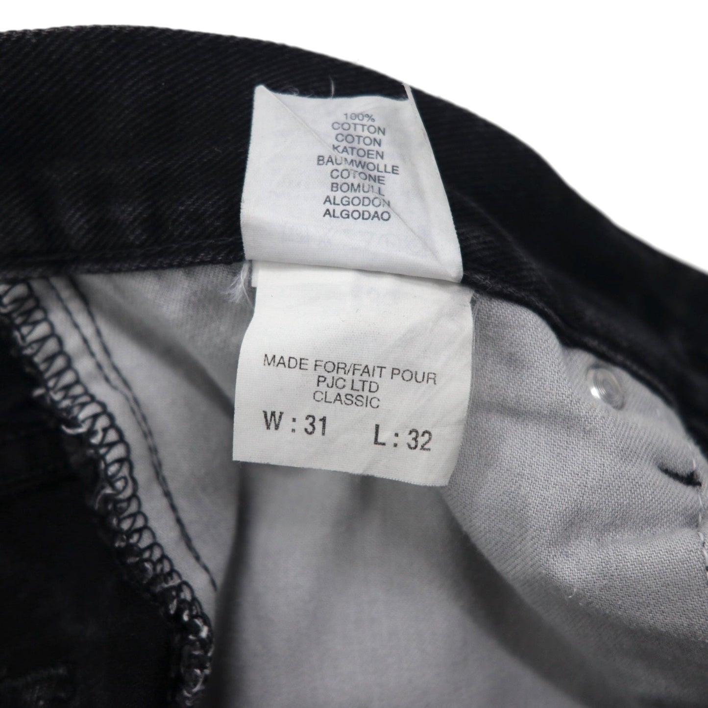 POLO JEANS CO. RALPH LAUREN 90年代 ストレート デニムパンツ M ブラック ボタンフライ レザーパッチ モロッコ製