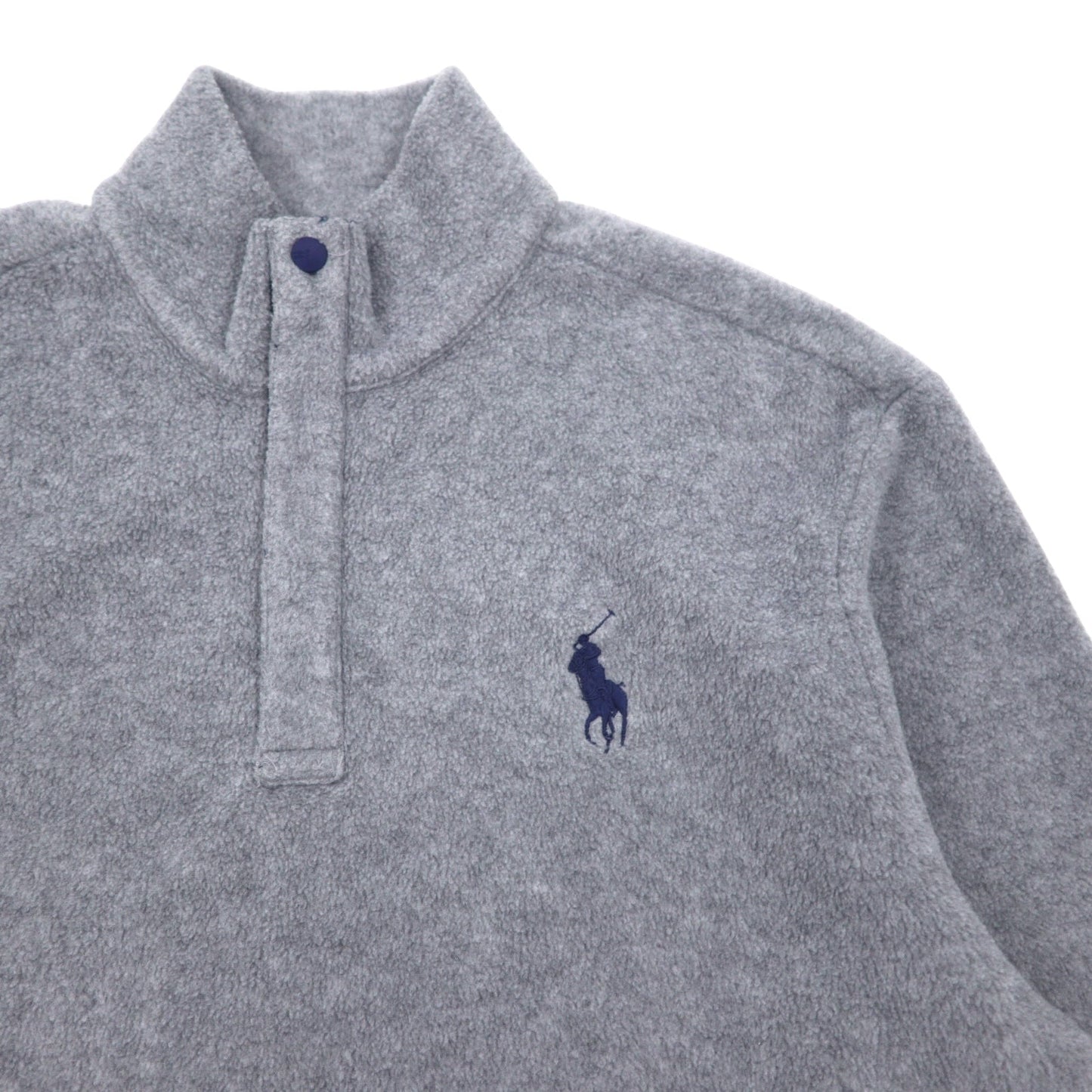 POLO GOLF RALPH LAUREN 90年代 ハーフスナップ フリースジャケット XL グレー ポリエステル ドローコード