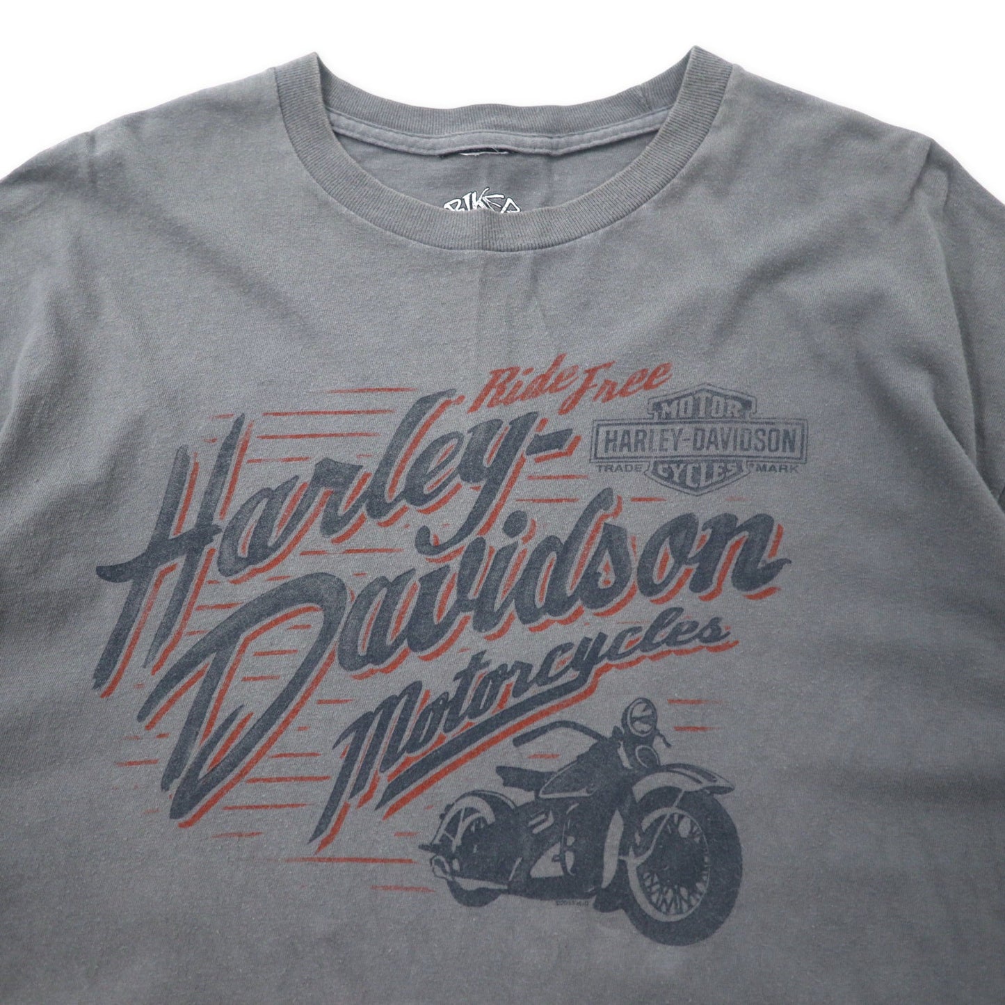 HARLEY DAVIDSON ロングスリーブTシャツ ロンT XL グレー コットン BIKER BUILT 両面ロゴプリント