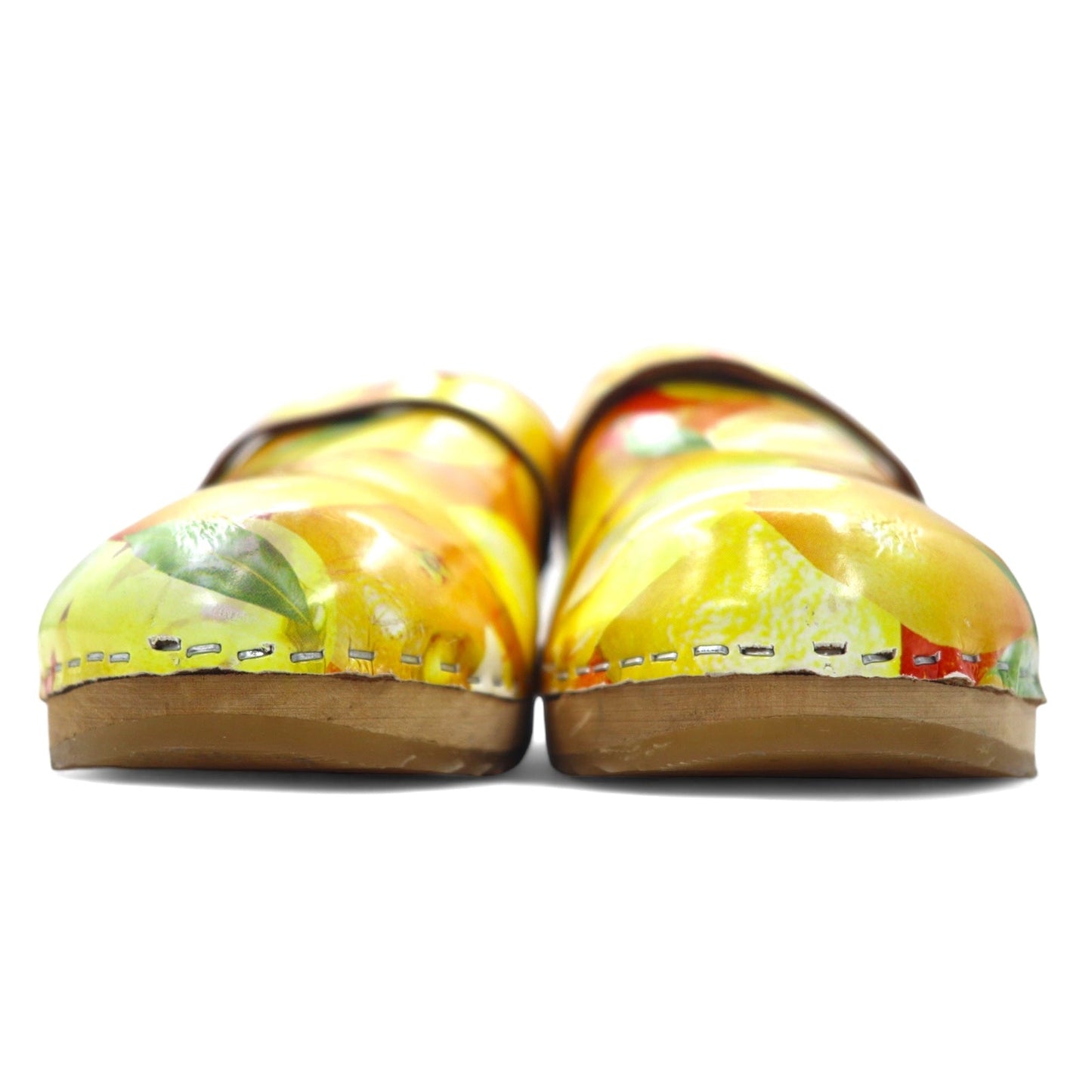 MOHEDA TOFFELN スウェーデン製 サボ サンダル 25cm オレンジ レザー 総柄 フルーツ