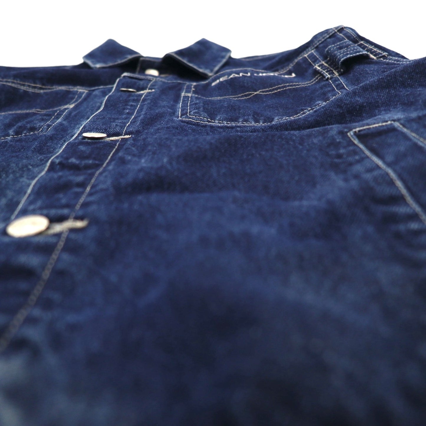 SEAN JOHN 00年代 デニムジャケット Gジャン M インディゴ ブルー ワンポイントロゴ 刺繍