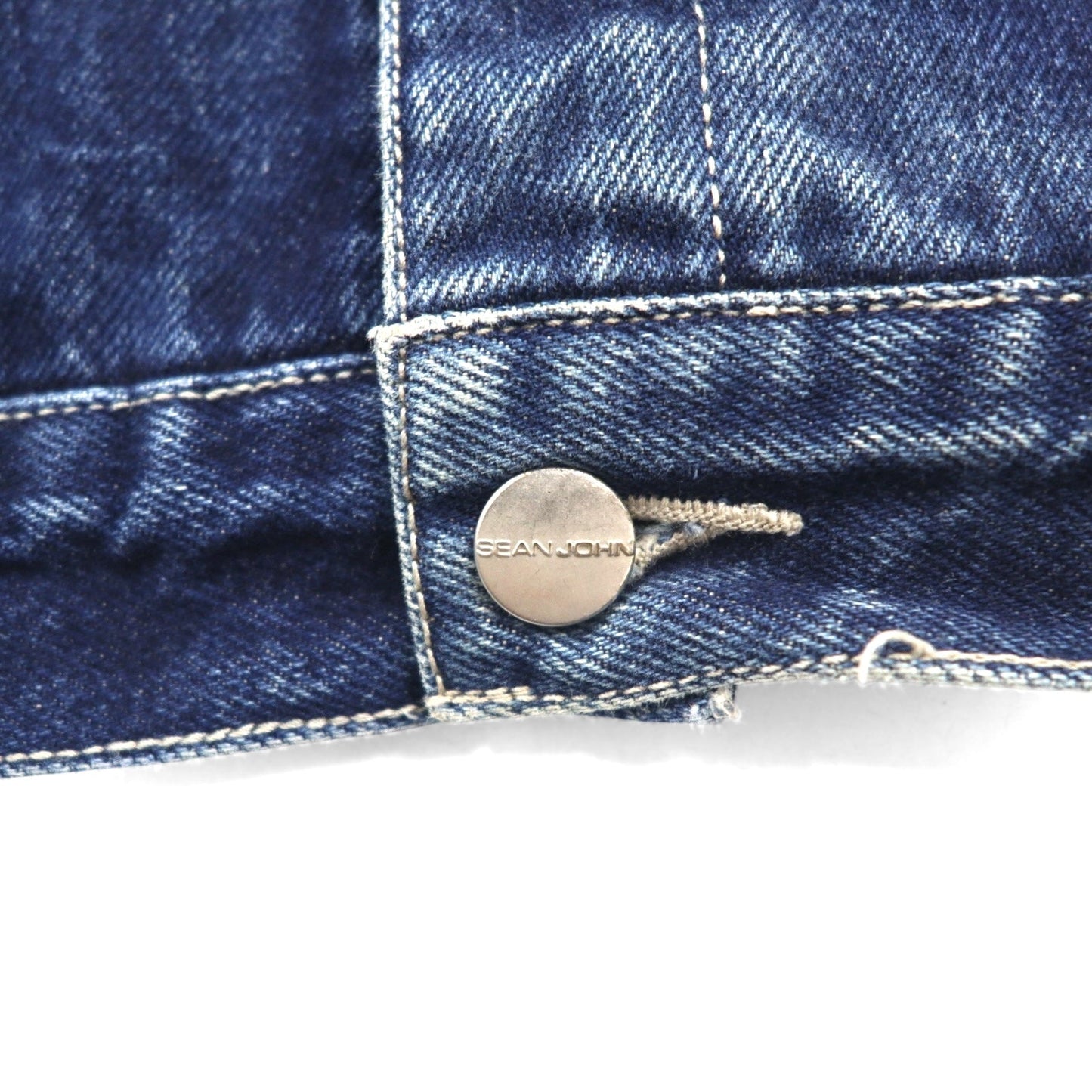 SEAN JOHN 00年代 デニムジャケット Gジャン M インディゴ ブルー ワンポイントロゴ 刺繍