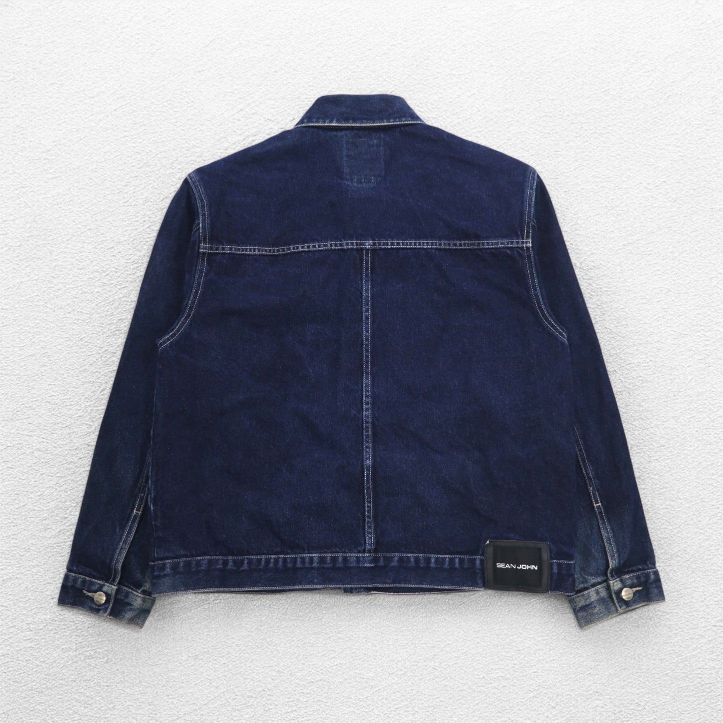 SEAN JOHN 00年代 デニムジャケット Gジャン M インディゴ ブルー ワンポイントロゴ 刺繍