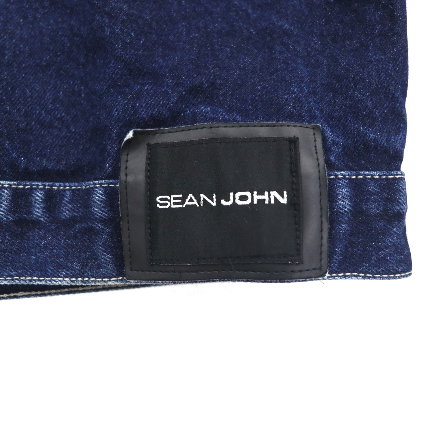 SEAN JOHN 00年代 デニムジャケット Gジャン M インディゴ ブルー ワンポイントロゴ 刺繍