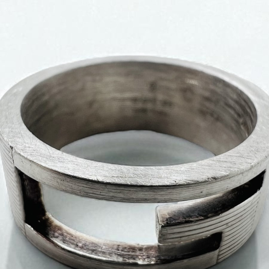 GUCCI ブランデッド カットアウト G リング 指輪 シルバー Ag925 イタリア製