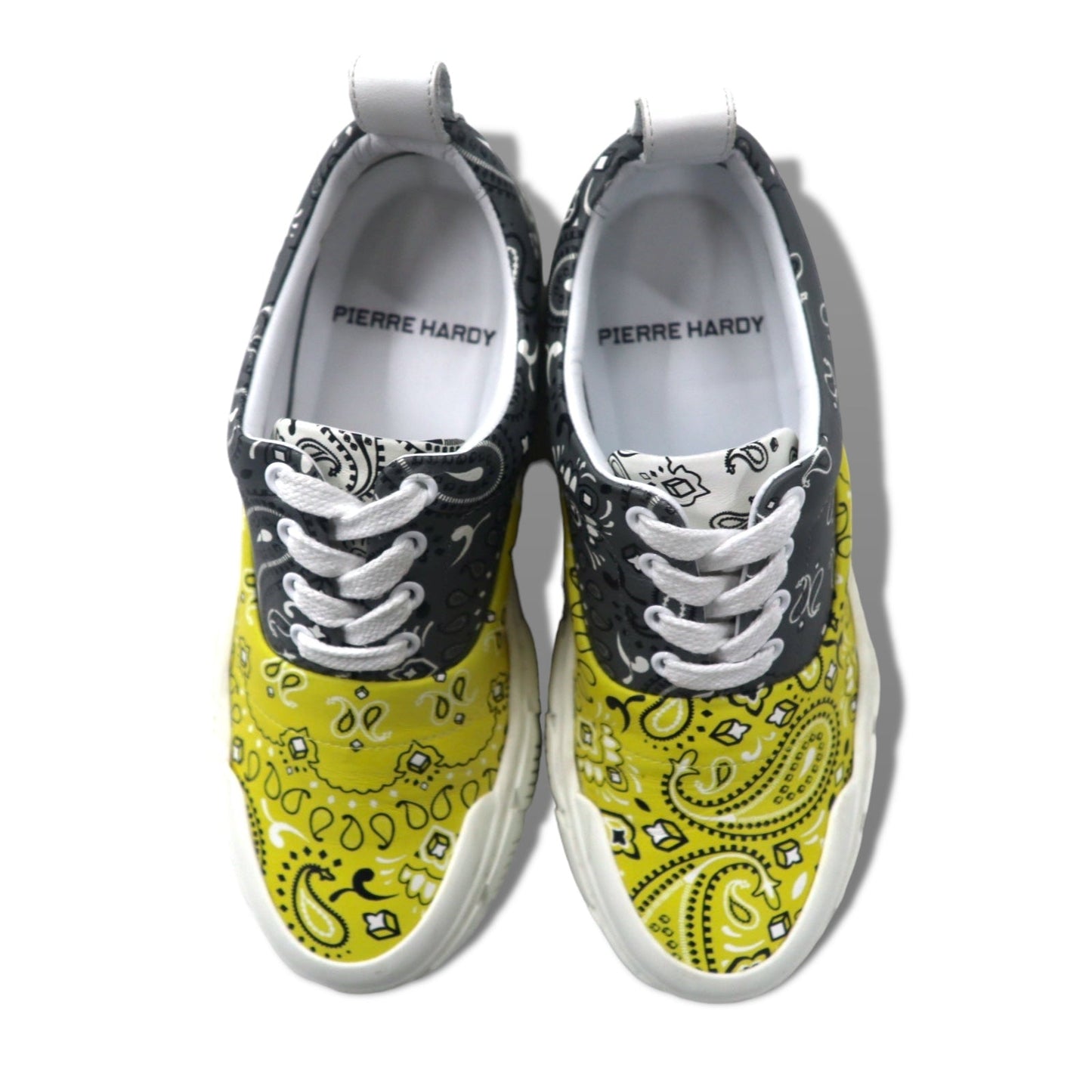 PIERRE HARDY オリースニーカー 23cm イエロー グレー バンダナ柄 レザー GREY-YELLOW BANDANA ポルトガル製