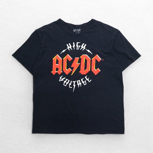 AC/DC 00年代 ロック バンド Tシャツ バンT XL ブラック コットン HIGH VOLTAGE