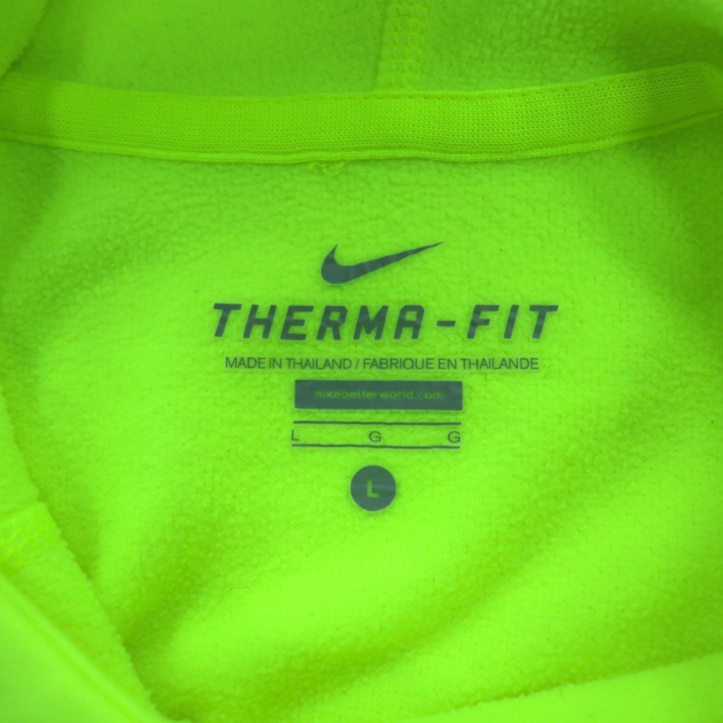 NIKE プルオーバー THERMA-FIT サーマフィット パーカー L イエロー サムホール フロントポケット 548804-703